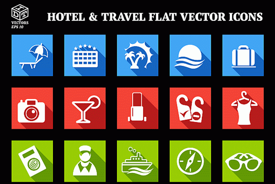 Hotel & Travel Flat Vector Icons
