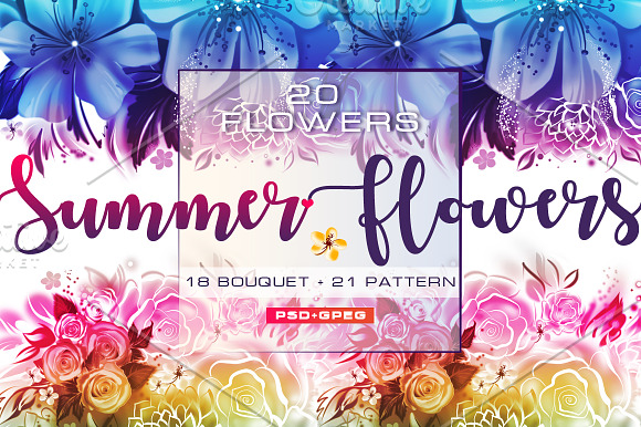 Summer flowers, photoshop painting in Illustrations - product preview 1