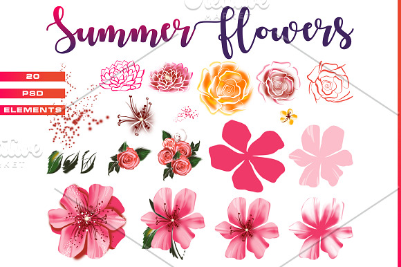 Summer flowers, photoshop painting in Illustrations - product preview 2