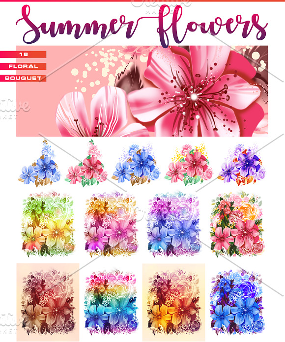 Summer flowers, photoshop painting in Illustrations - product preview 3