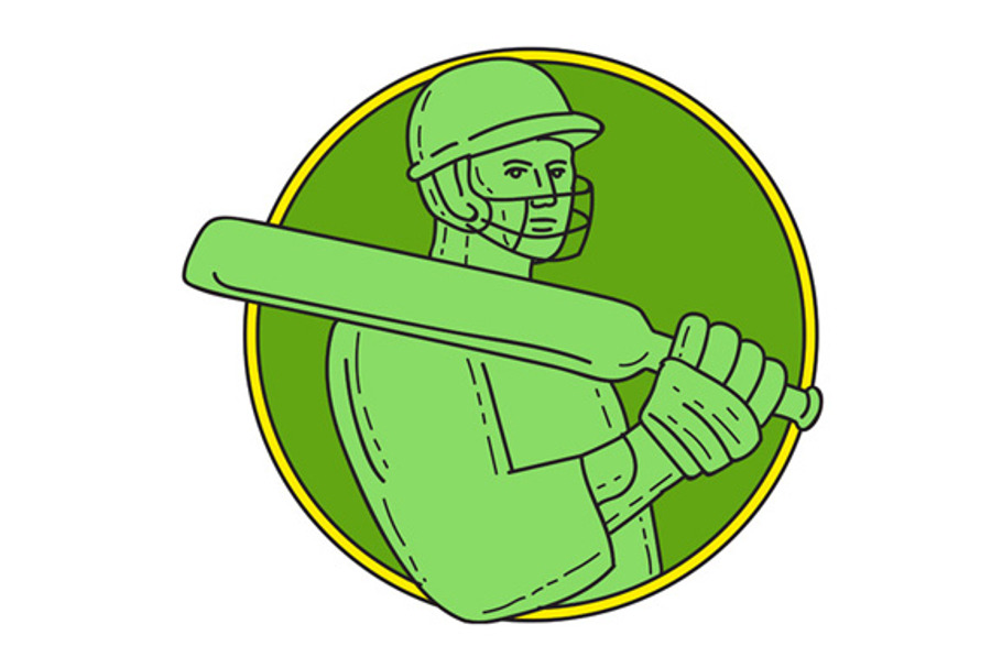 Cricket Player Batsman Circle  in Illustrations - product preview 8
