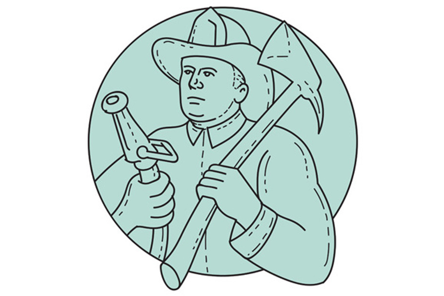 Fireman Firefighter Axe Hose  in Illustrations - product preview 8