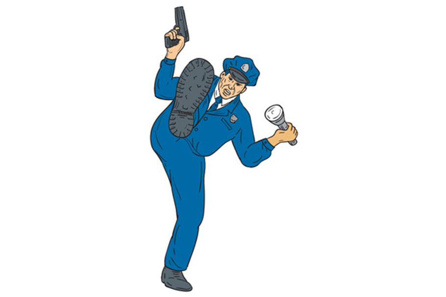 Policeman Gun Flashlight Torch  in Illustrations - product preview 8