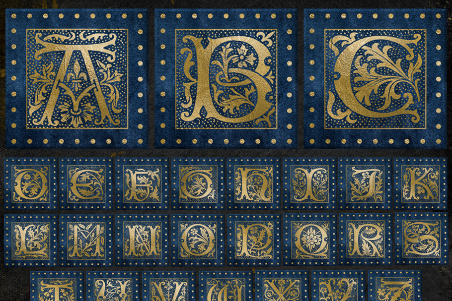 Blue Gilded Alphabet in Objects - product preview 8