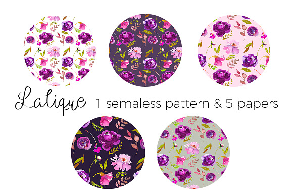  Violet Purple Watercolor Flowers  in Illustrations - product preview 9