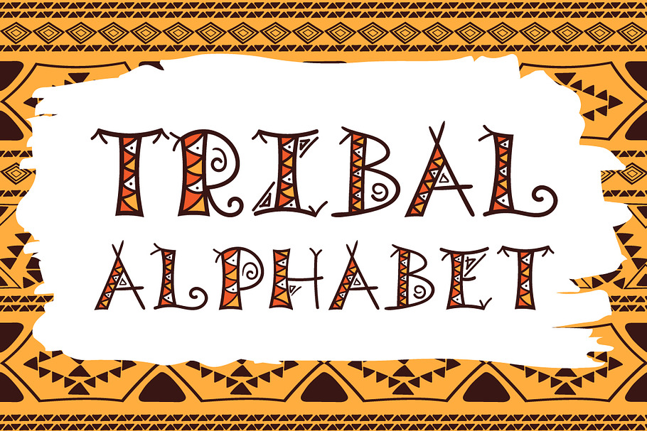 Tribal hand drawn vector alphabet