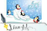 Card with penguins and polar bear