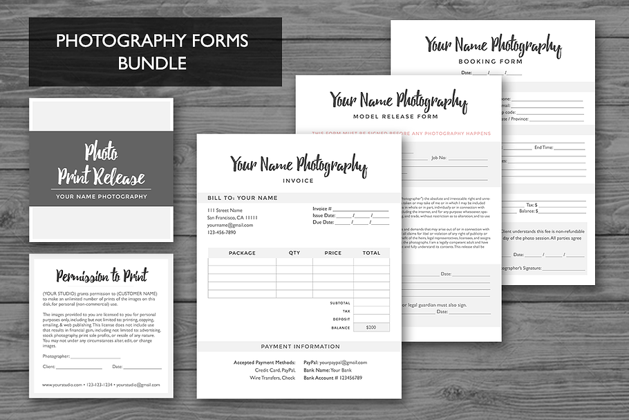 Photography Forms Templates Bundle