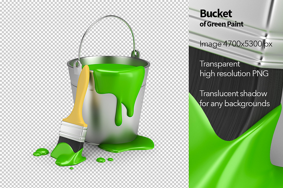 Bucket of Green Paint in Objects - product preview 8