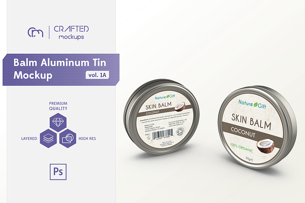 Balm Aluminum Tin Mockup vol. 1A