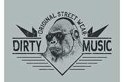 Music fan gorilla.Street style label
