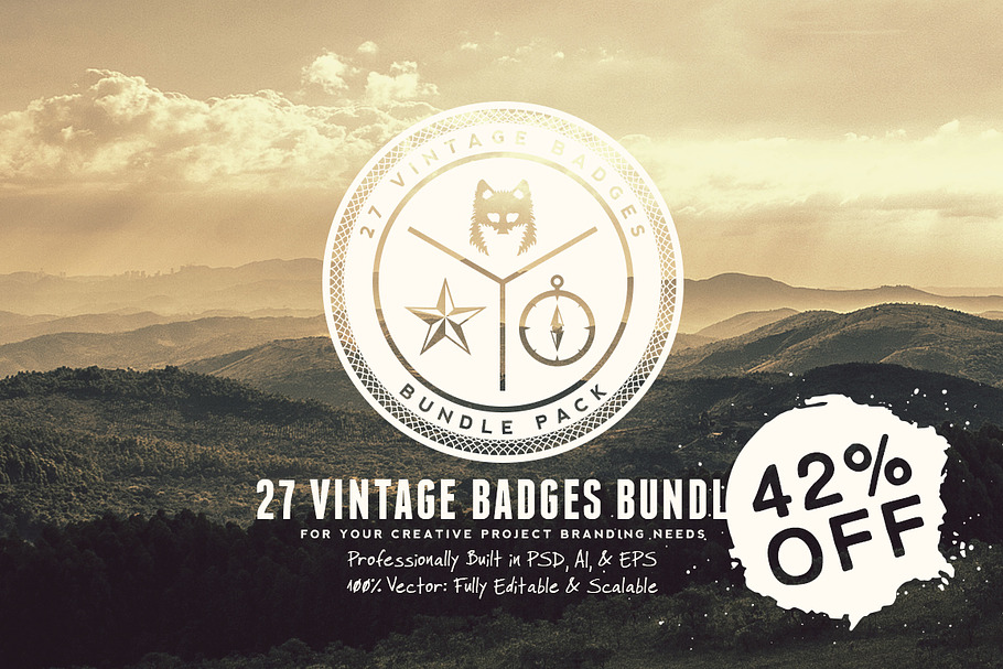 27 Vintage Badges Bundle