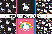 Unicorn magic vector set