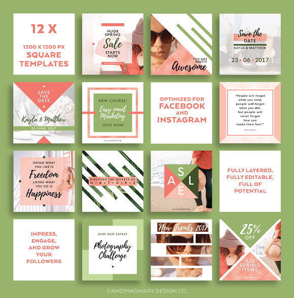 Coral & Moss INSTAGRAM BANNER Pack in Instagram Templates - product preview 2
