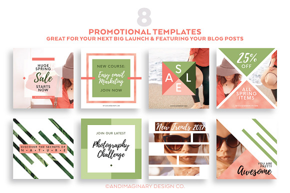 Coral & Moss INSTAGRAM BANNER Pack in Instagram Templates - product preview 4