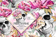 Pretty in Pink Sugar Skull Clipart