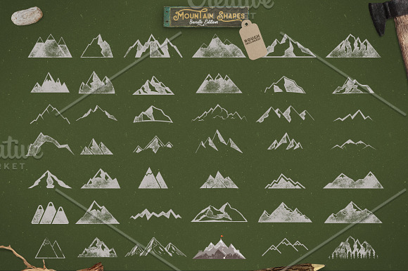 Mountain Shapes Bundle & Labels in Objects - product preview 3