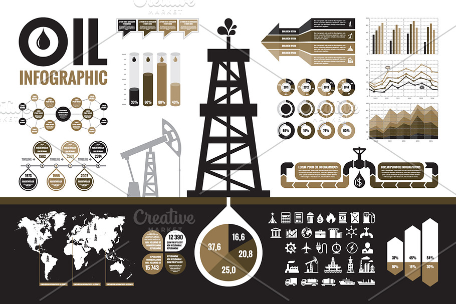Oil Infographic Elements in Presentation Templates - product preview 8