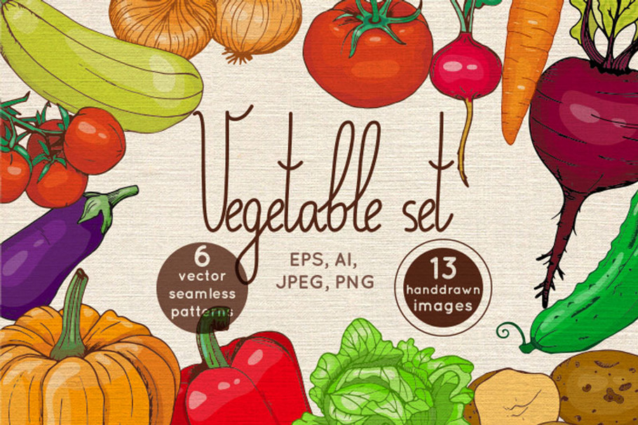 Vector set of hand drawn vegetables in Illustrations - product preview 8