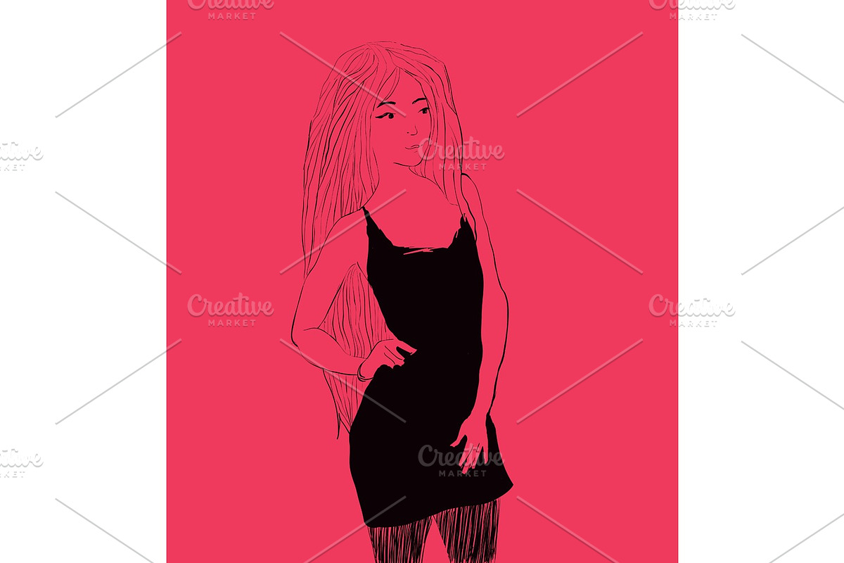 Vector pretty woman with long hair. in Illustrations - product preview 8