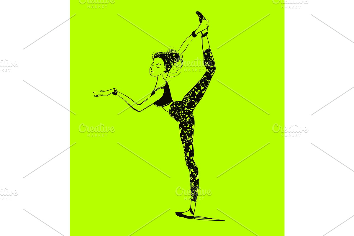 Vector young woman stretching. Healthy lifestyle. Ballet workout. in Illustrations - product preview 8