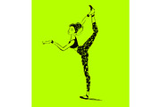 Vector young woman stretching. Healthy lifestyle. Ballet workout.