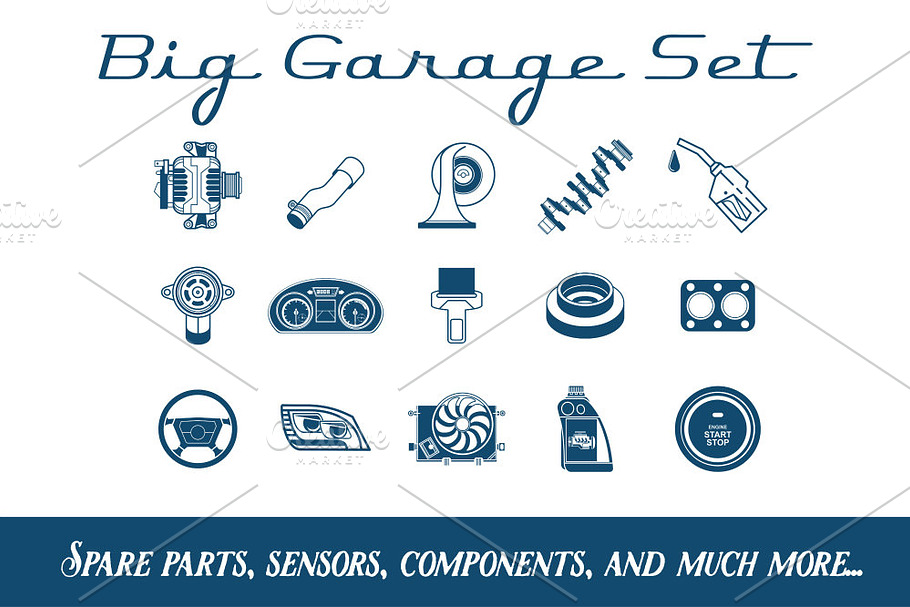 Big Garage Set. EPS - JPEG - PNG in Car Dashboard Icons - product preview 8