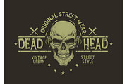 Street style label of skull.Prints design