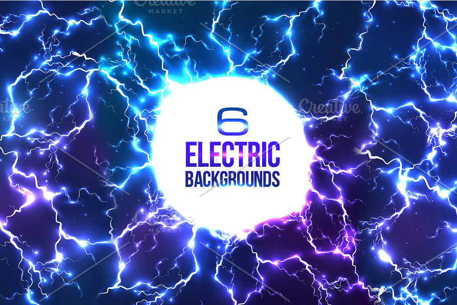 6 lightnings backgrounds (eps+jpg) in Patterns - product preview 8