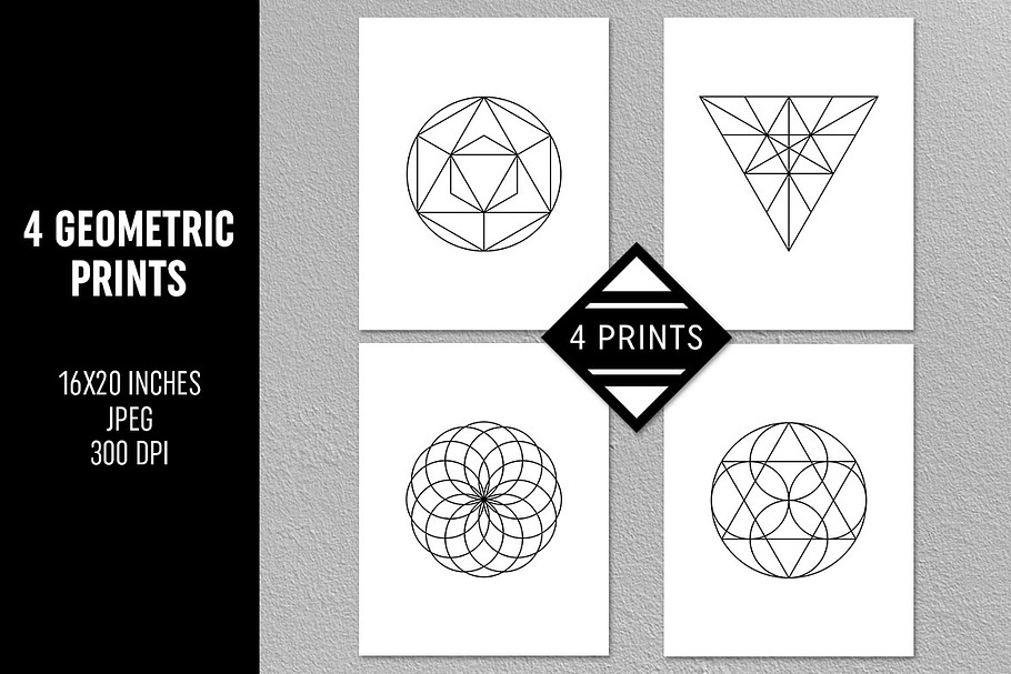 4 Geometric Prints Set