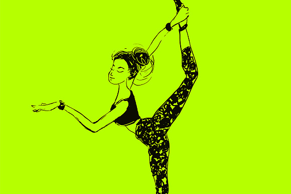 Vector young woman stretching. Healthy lifestyle. Ballet workout. in Illustrations - product preview 1
