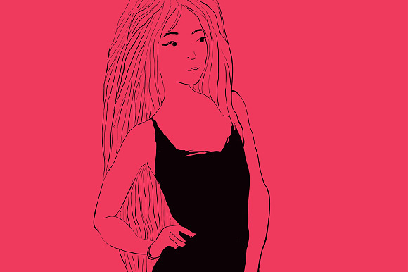 Vector pretty woman with long hair. in Illustrations - product preview 1