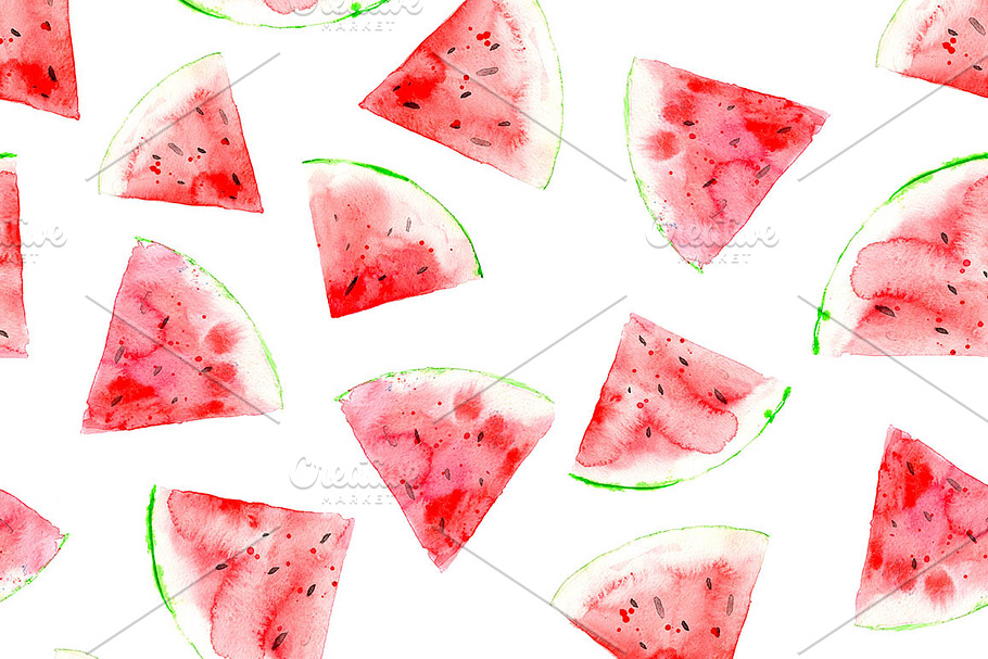 Watercolor watermelons pattern in Patterns - product preview 8