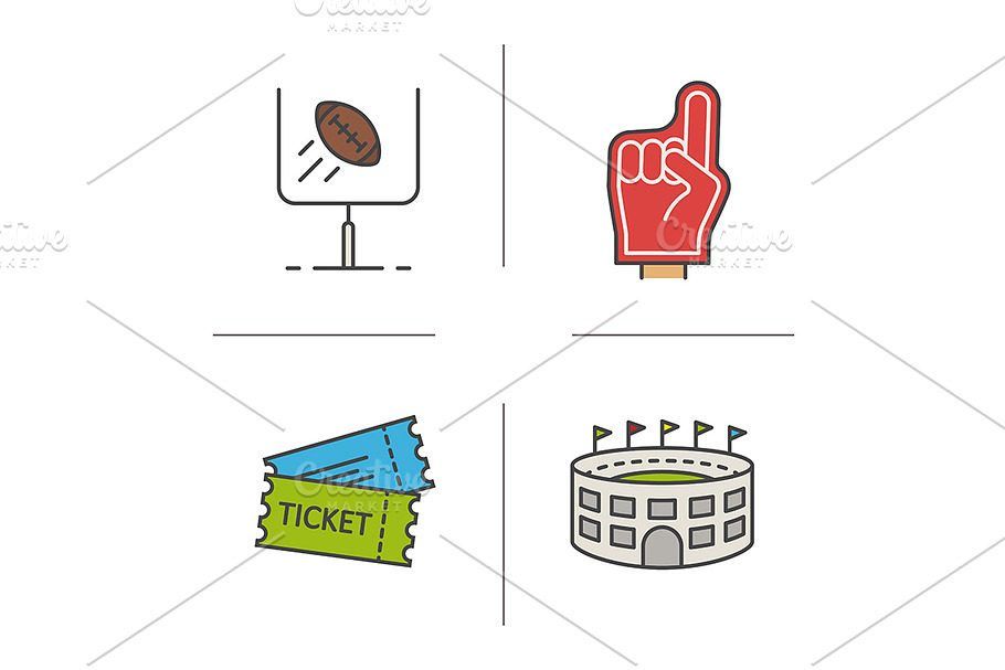 American football. 4 icons. Vector in Graphics - product preview 8