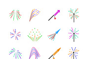 Color fireworks vector set