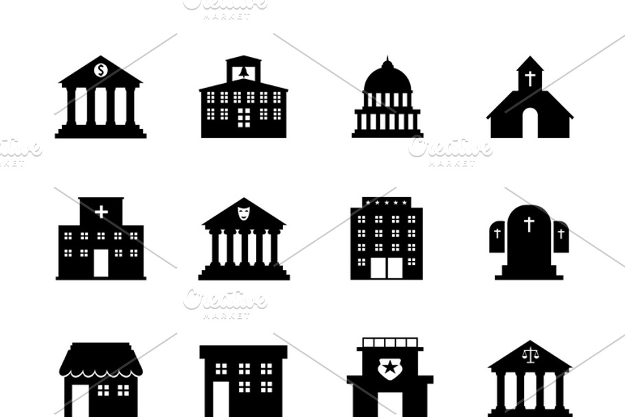 Government and public building icons in Graphics - product preview 8