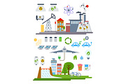 Green City Infographic set elements. Vector illustration with eco Icons. Environment, Ecology Infographic elements. Ecosystem background, banner, diagram, web design, brochure template elements