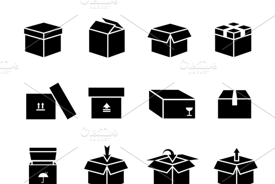 Box vector icons set in Graphics - product preview 8