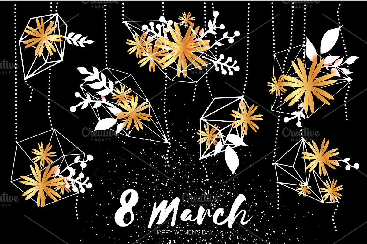 Happy Mother's Day. Pape flower. 8 March. Geometric Cristal frame in Illustrations - product preview 8