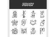 Piracy flat icons set