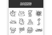 Racing flat concept icons