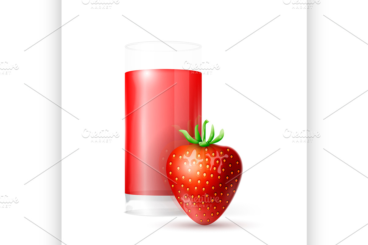 Strawberry and glass of juice in Illustrations - product preview 8