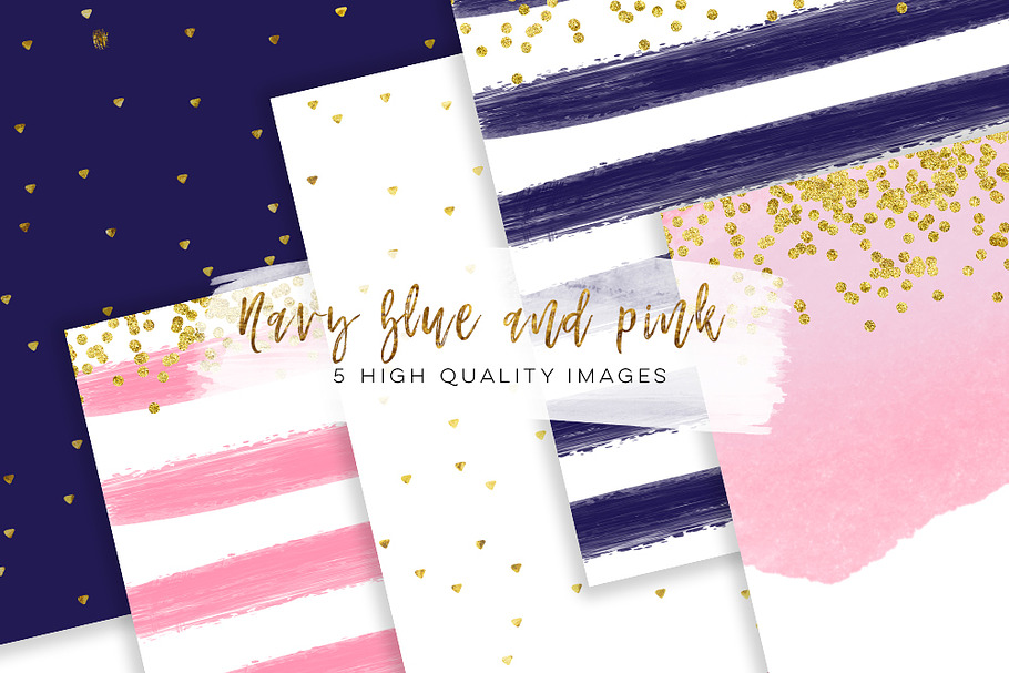 Navy Blue & Pink Gold paper in Textures - product preview 8