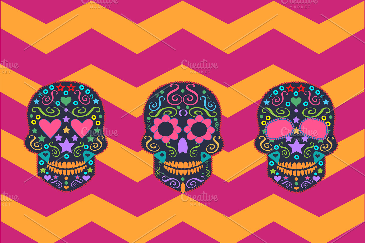Skulls vector with zig-zag  in Graphics - product preview 8