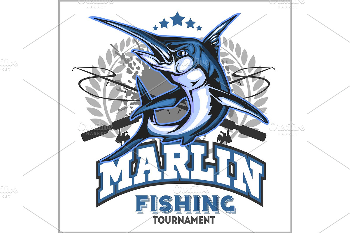 Blue marlin fishing logo illustration. Vector illustration. in Illustrations - product preview 8
