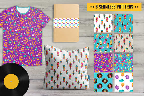 Hippie, 60's, Boho bundle in Illustrations - product preview 3