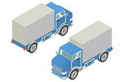 Vector isometric cargo trucks