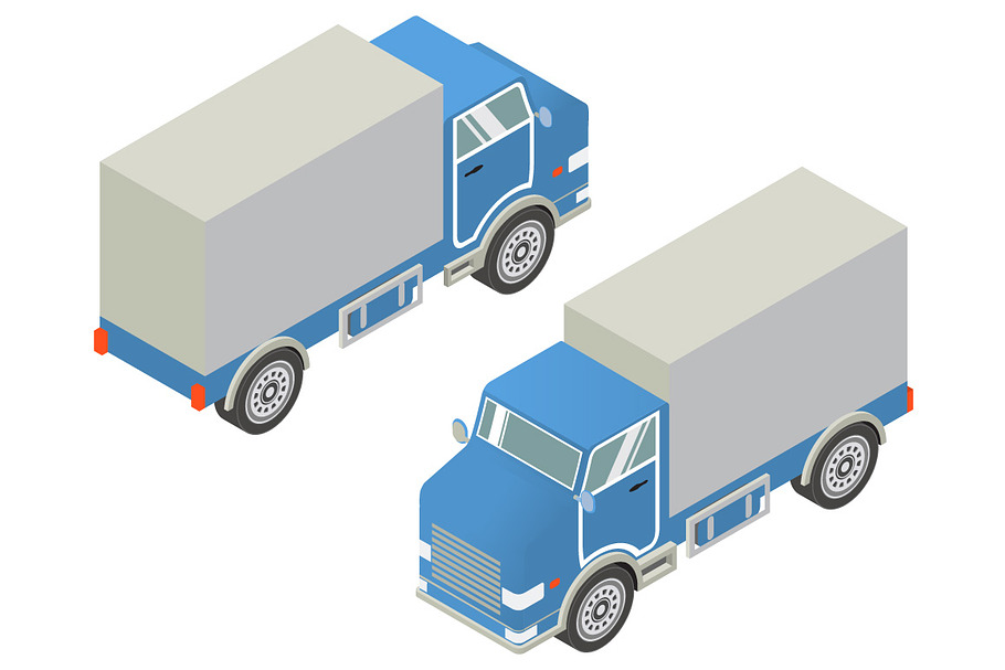 Vector isometric cargo trucks in Illustrations - product preview 8