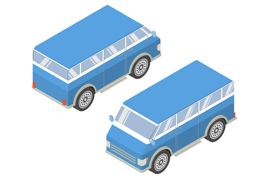 Vector isometric tourist van in Illustrations - product preview 8