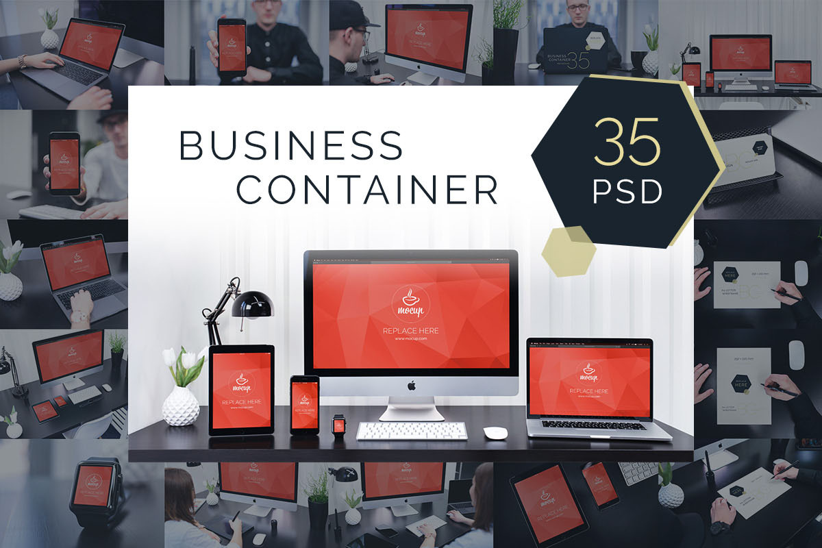 35 PSD Mockups Business Container in Mobile & Web Mockups - product preview 8